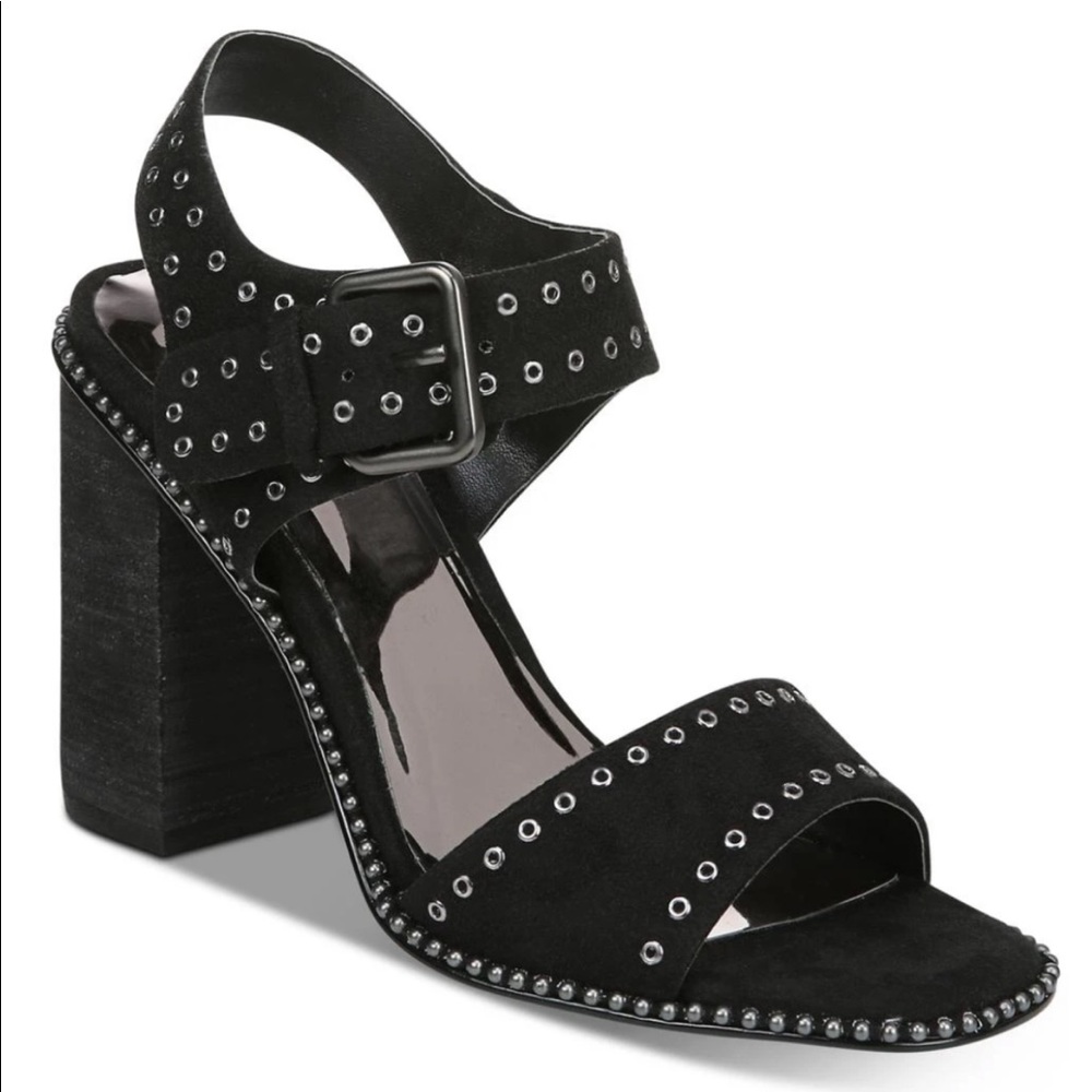 Carlos Santana Embellished Black Ankle Strap Sandals 8
